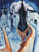 The Red Tower in Halle 1915 By Ernst Kirchner