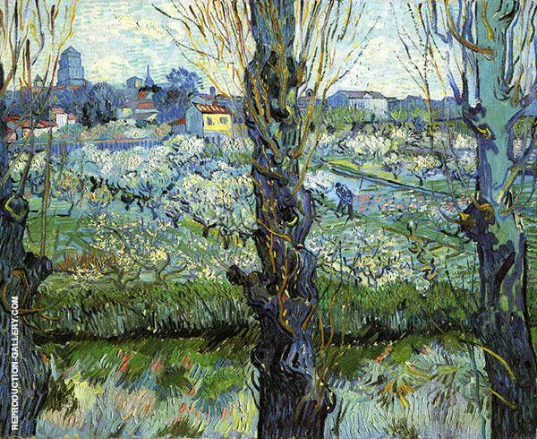 Orchard in Bloom with Poplars 1889 By Vincent van Gogh