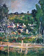 View of Auvers-sur-Oise-The Fence, 1873 By Paul Cezanne