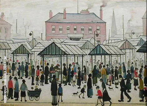 Market Scene, Northern Town 1939 By L-S-Lowry