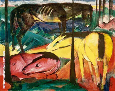The Three Horses 1912 2 By Franz Marc