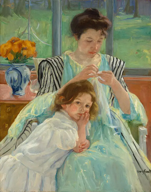 Young Mother Sewing circa 1900 By Mary Cassatt