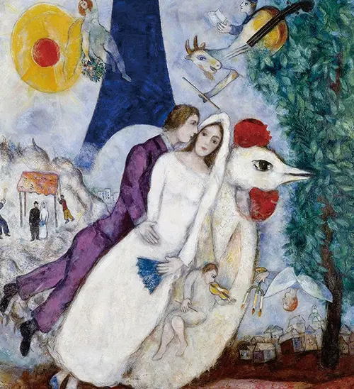 Les Marie de la Tour Eiffel c1938 By Marc Chagall