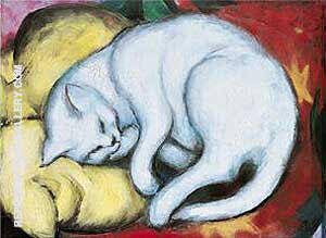 Cat on a Yellow Pillow by Franz Marc | Oil Painting Reproduction