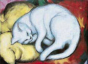 Cat on a Yellow Pillow By Franz Marc