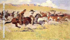 The Fight for the Stolen Herd By Frederic Remington
