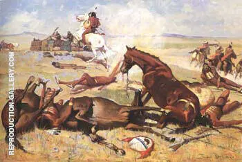 He Rushed the Pony Right to the Barricade 1900 By Frederic Remington