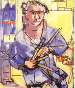 Self-Portrait with Brushes, 1942 By Hans Hofmann