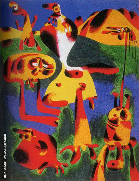 Figures and Mountains 1936 by Joan Miro | Oil Painting Reproduction