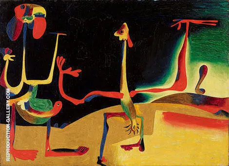 Man and Woman in Front of a Pile of Excrement 1936 By Joan Miro
