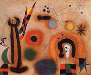 Dragonfly with Red-Tipped Wing in Pursuit of a Surpent Spiralling Toward a Comet 1951 By Joan Miro