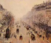 Boulevard Montmartre Morning, Sunlight and Mist 1897 By Camille Pissarro