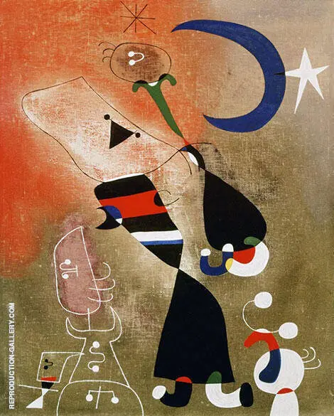 Woman and Bird in the Moonlight 1949 By Joan Miro