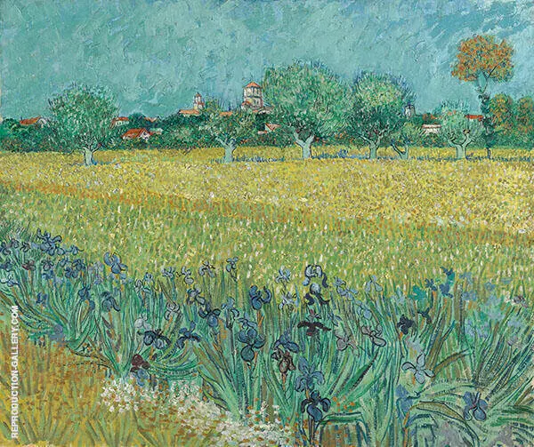View of Arles with Irises Near Arles 1888 By Vincent van Gogh