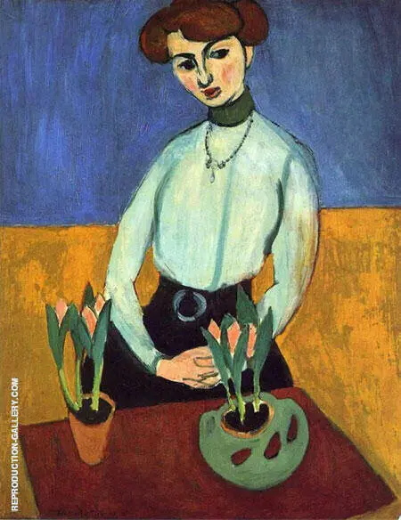 Girl with Tulips Jeanne Vaderin 1910 By Henri Matisse