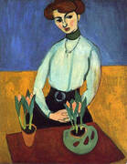 Girl with Tulips Jeanne Vaderin 1910 By Henri Matisse