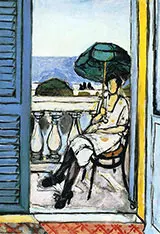 Women with a Green Parasol on a Balcony 1918 By Henri Matisse
