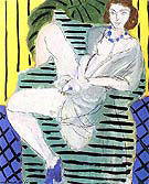Woman in an Armchair on a Blue and Yellon Background 1936 By Henri Matisse