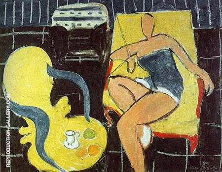 Dancer and Rocaille Armchair on a Black Background 1942 By Henri Matisse