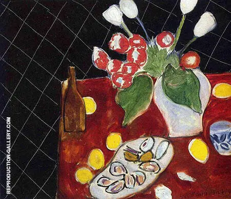 Tulips and Oysters on a Black Background 1943 By Henri Matisse