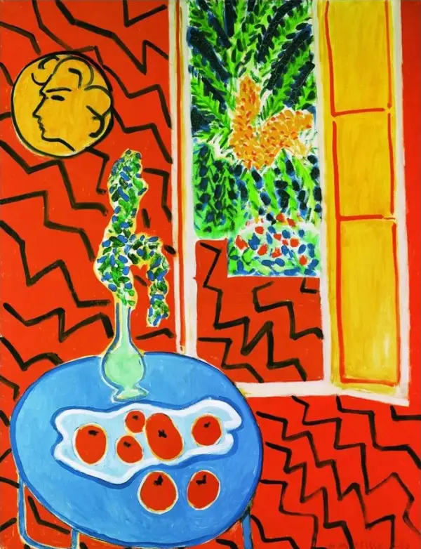 Red Interior Still Life on a Blue Table 1948 By Henri Matisse
