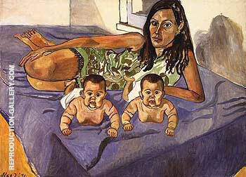 Nancy and Twins Five Months 1971 by Alice Neel | Oil Painting Reproduction