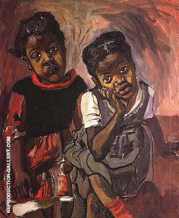 Two Girls Spanish Harlem 1959 by Alice Neel | Oil Painting Reproduction