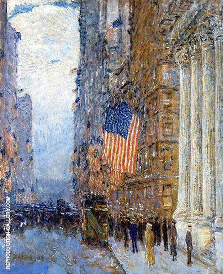 Flags on the Waldorf 1916 By Childe Hassam