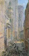 Lower Manhattan View Down Broad Street By Childe Hassam