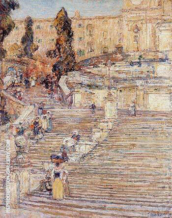 The Spanish Stairs Rome 1897 by Childe Hassam | Oil Painting Reproduction