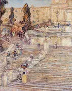 The Spanish Stairs Rome 1897 By Childe Hassam