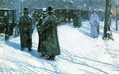 Cab Stand at Night Madison Square 1891 By Childe Hassam