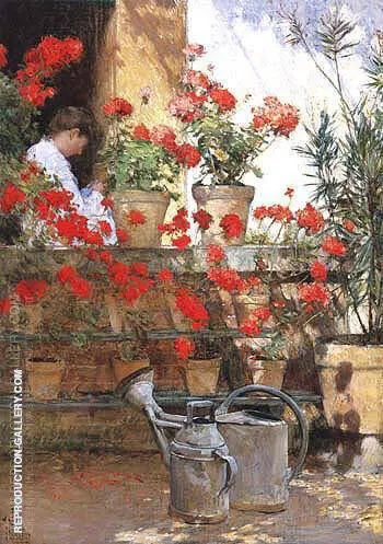 Geraniums 1888 By Childe Hassam