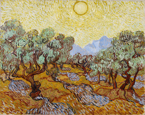 Olive Trees with Yellow Sky and Sun 1889 | Oil Painting Reproduction