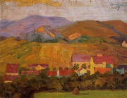 Village with Mountains 1907 By Egon Schiele