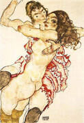 Two Girls Embracing Two Friends 1915 By Egon Schiele