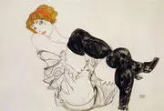 Woman in Black Stockings, 1913 By Egon Schiele