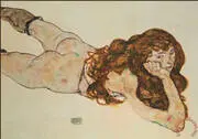 Nude on Her Stomach, 1917 By Egon Schiele