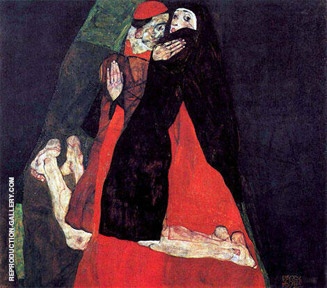 Cardinal and Nun (Caress) 1912 by Egon Schiele | Oil Painting Reproduction