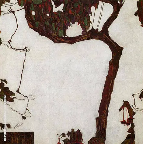 Autumn Tree with Fuchsias 1909 By Egon Schiele