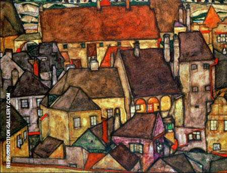 Yellow City 1914 by Egon Schiele | Oil Painting Reproduction