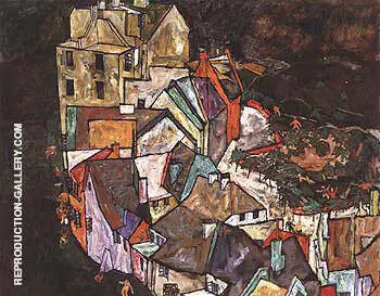 Edge of Town (Krumau Town Crescent III) 1918 By Egon Schiele