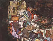 Edge of Town (Krumau Town Crescent III) 1918 By Egon Schiele