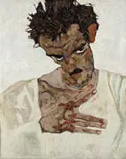 Self Portrait with Lowered Head 1912 By Egon Schiele