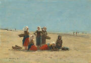 Women on the Beach at Berck 1881 By Eugene Boudin