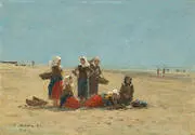 Women on the Beach at Berck 1881 By Eugene Boudin