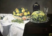 Still Life with Melon and Peaches 1866 By Edouard Manet