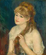 Young Woman Braiding Her Hair 1876 By Pierre Auguste Renoir