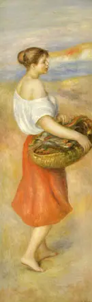 Girl with a Basket of Fish By Pierre Auguste Renoir