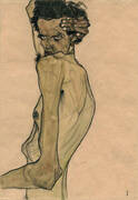 Self Portrait with Twisted Arm 1910 By Egon Schiele